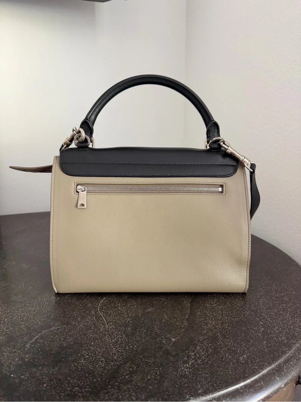 Celine Leather Top-Handle Trapeze Bag in Black, Taupe & Orange - Pre-Loved - Picture 4 of 13